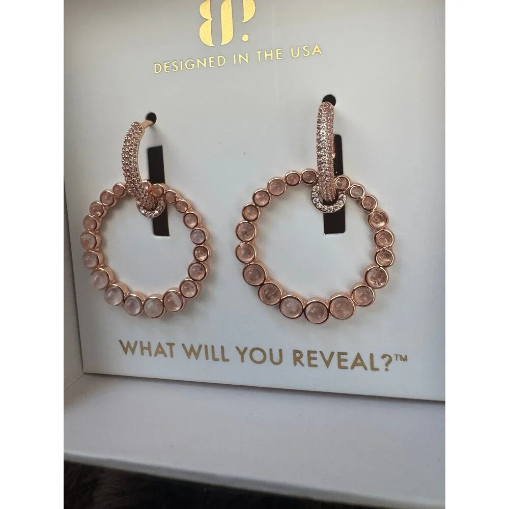 BP Rose Gold Hoop Earrings with Crystals
